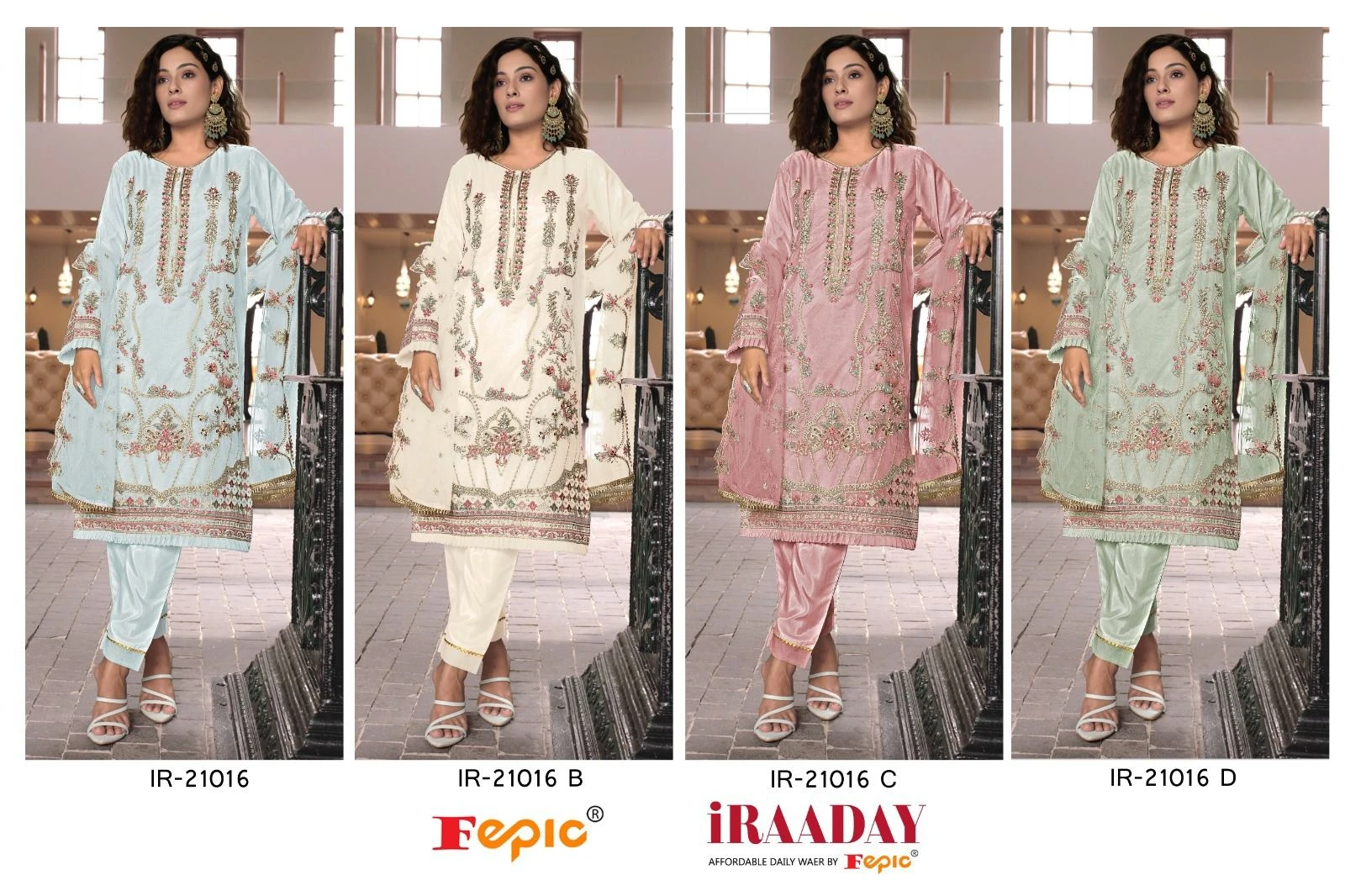 Fepic Ir 21016 Abcd Organza Wholesale Pakistani Salwar Suit Catalog — Wholesale Pakistani Suits, MPA wholesale from Surat — view 9
